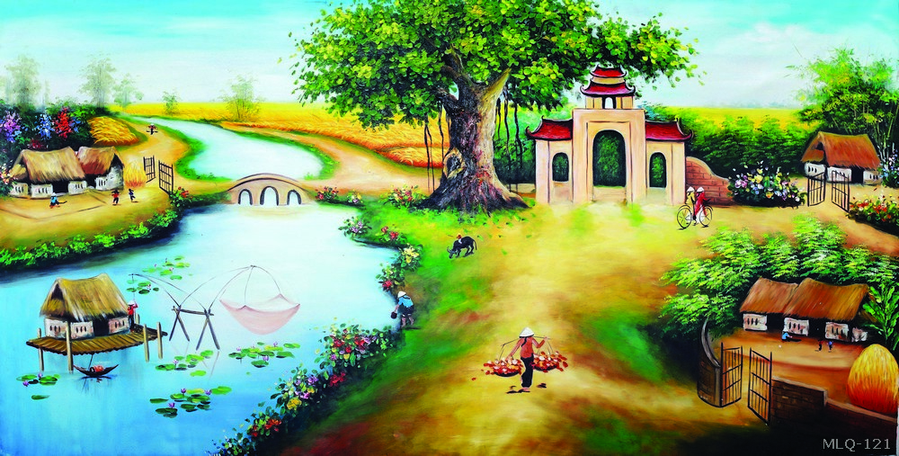 Phong cảnh làng quê - sơn dầu MLQ-121